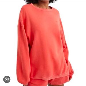 Aerie Real Crew Sweatshirt in Resort Red Size XS